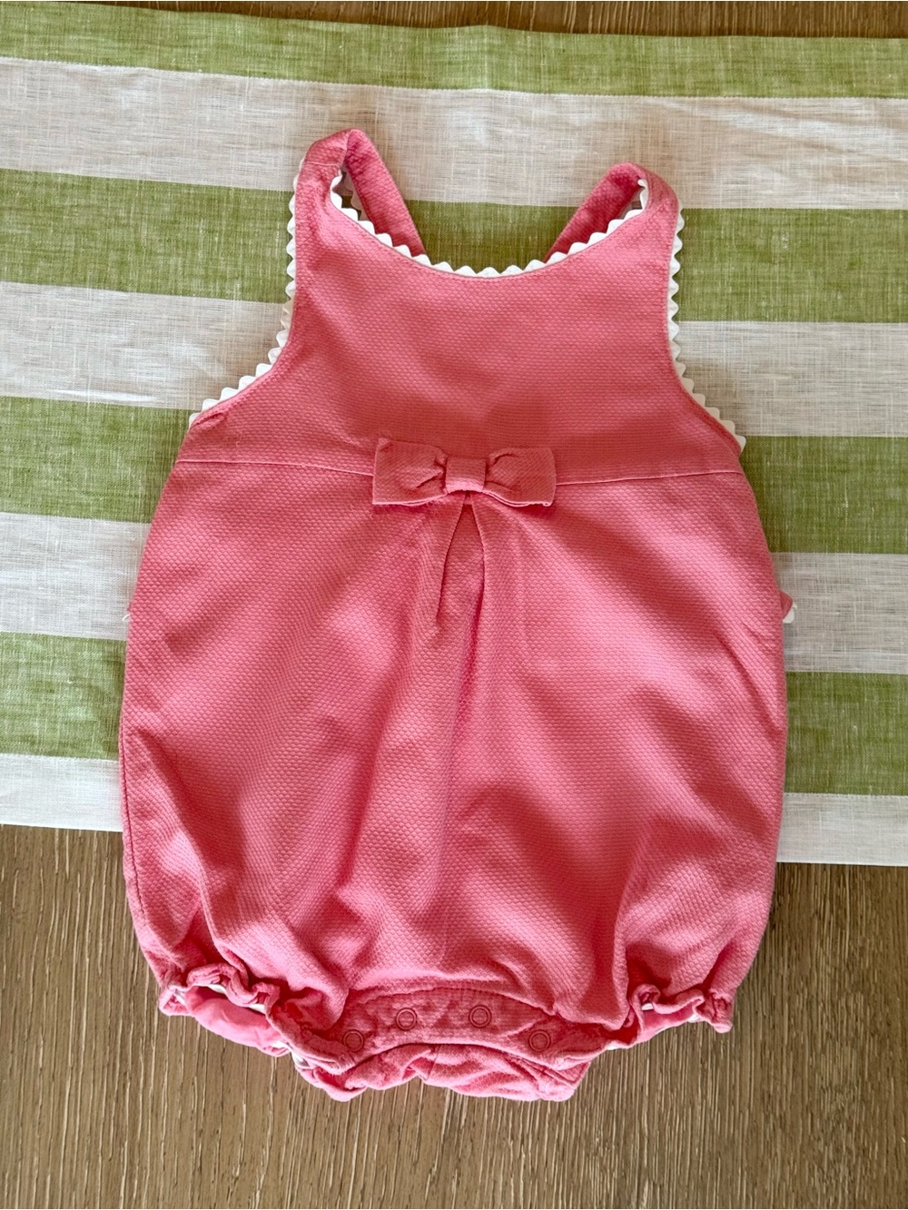 Janie and Jack Scallop Trim Pink Baby Bow Bubble Romper